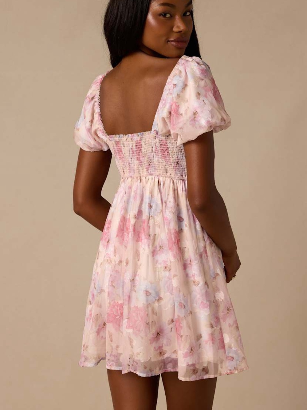 LuLu’s | Fresh Florals Cream Floral Print Puff Sleeve Mini Dress | Size XL | NWT - Picture 3 of 9